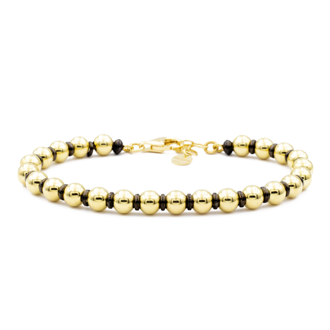 bracciale con sfere in argento lucido placcato oro giallo e rutenio nero - via condotti store