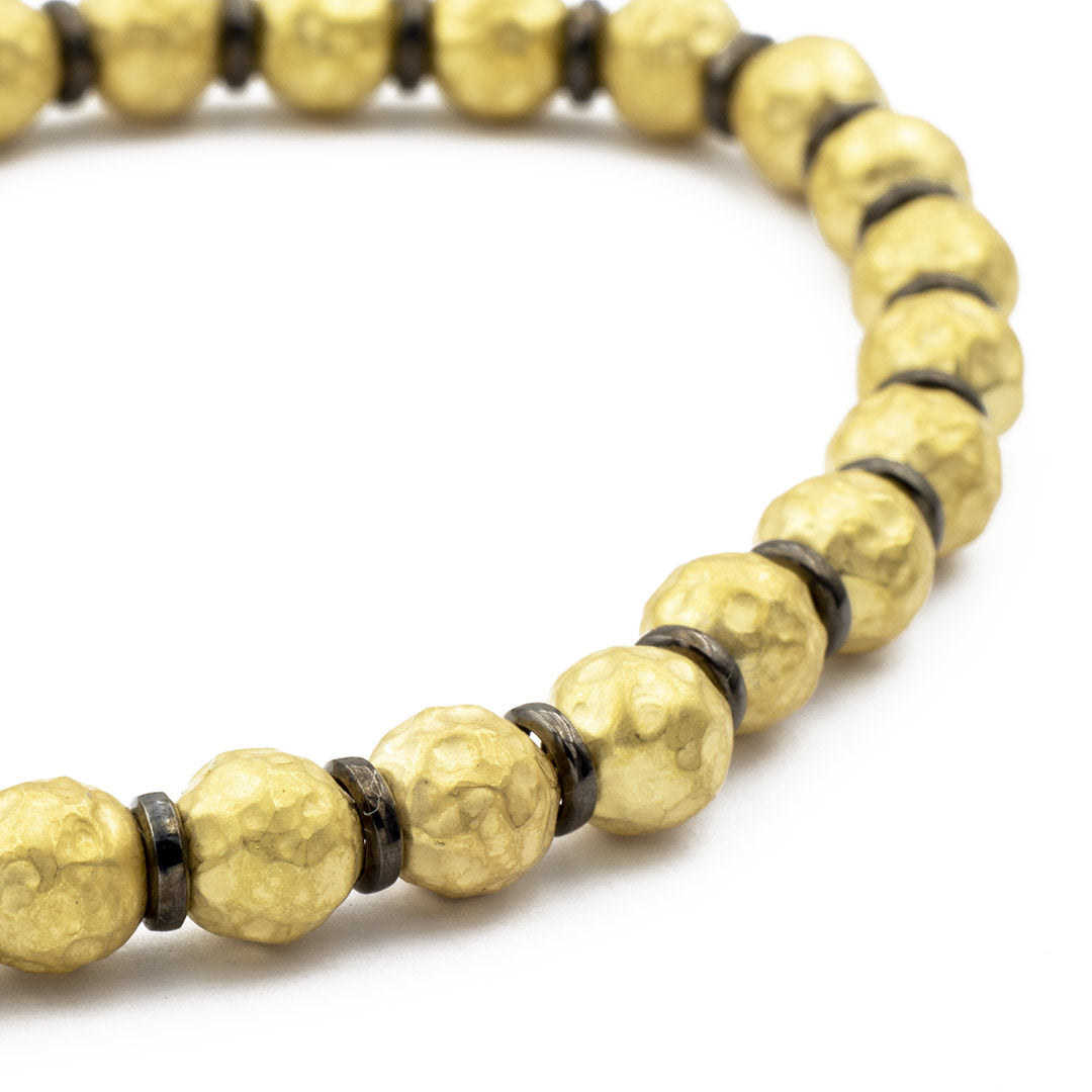 braccialetto con sfere in argento satinato opaco placcato oro giallo e rutenio nero - via condotti store