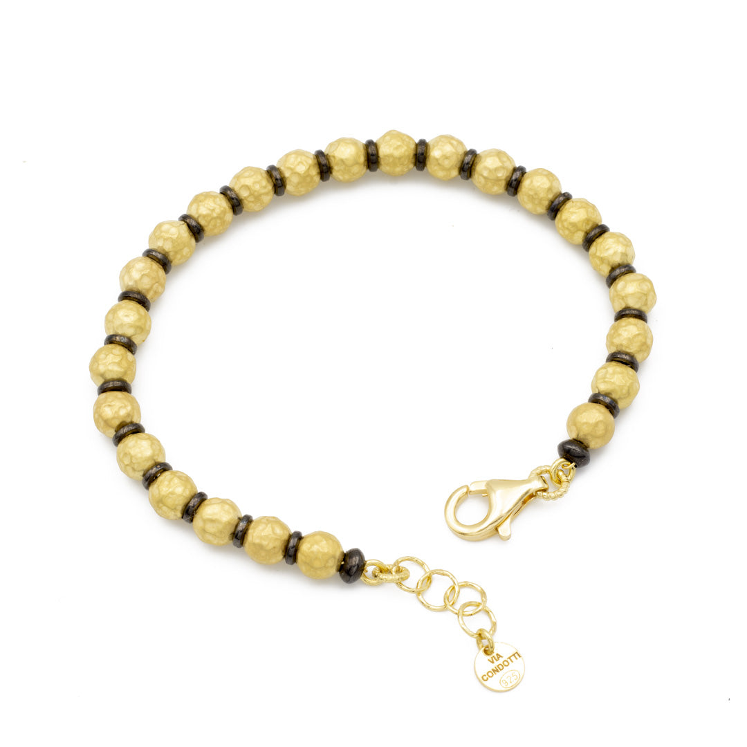 lunghezza regolabile da 18 a 20 centimetri del bracciale con sfere satinate - via condotti store