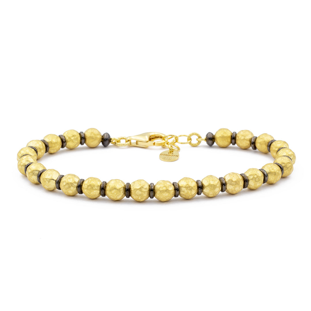 bracciale con sfere in argento satinato placcato oro giallo e rutenio nero - via condotti store