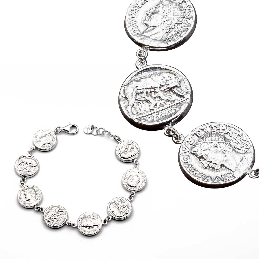 bracciale con monete romane in argento da donna - via condotti store