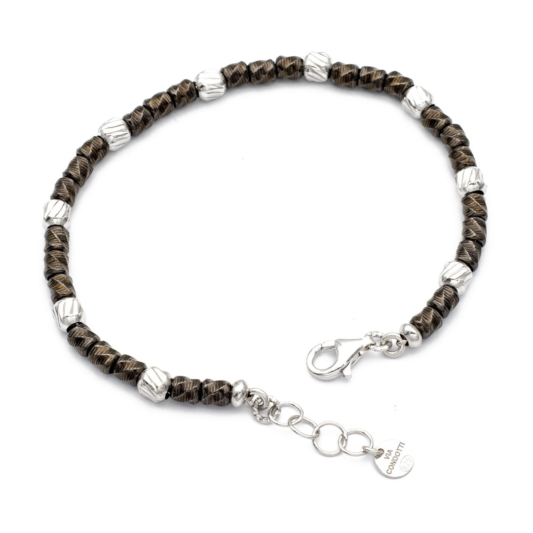 lunghezza regolabile da 19 a 21 centimetri del bracciale da uomo con pepite - via condotti store