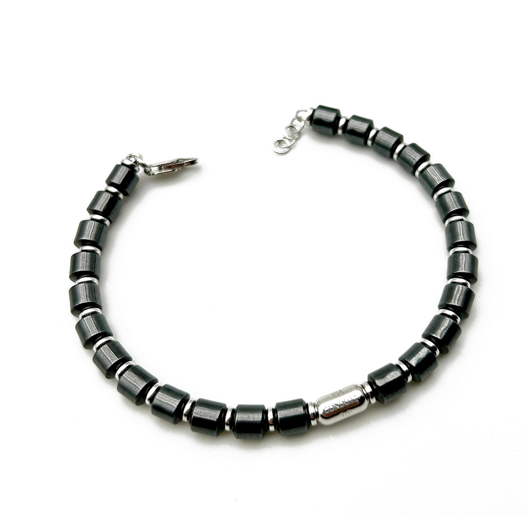 bracciale da uomo in ematite e argento - via condotti store