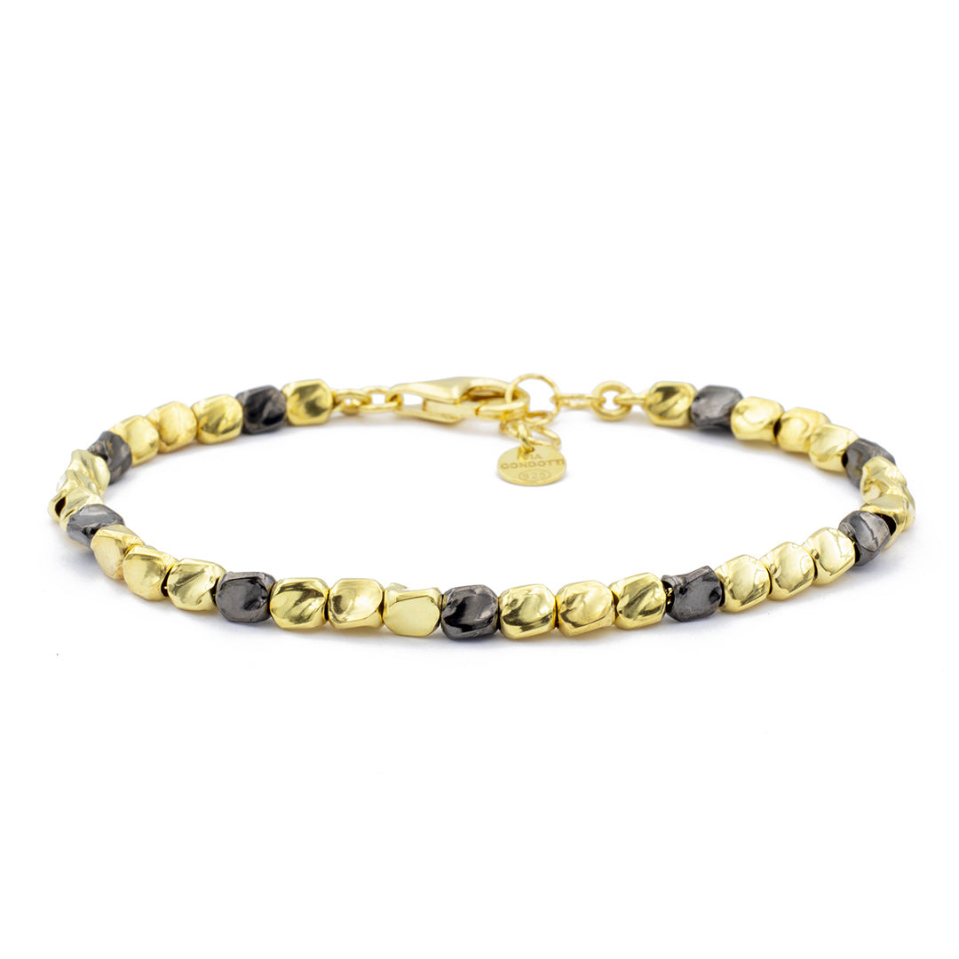 bracciale da donna con elementi stile dodo in argento dorato e nero rutenio - via condotti store