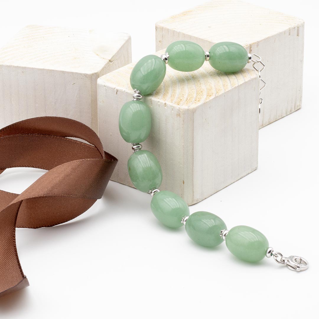 bracciale in avventurina verde e argento 925 - via condotti store