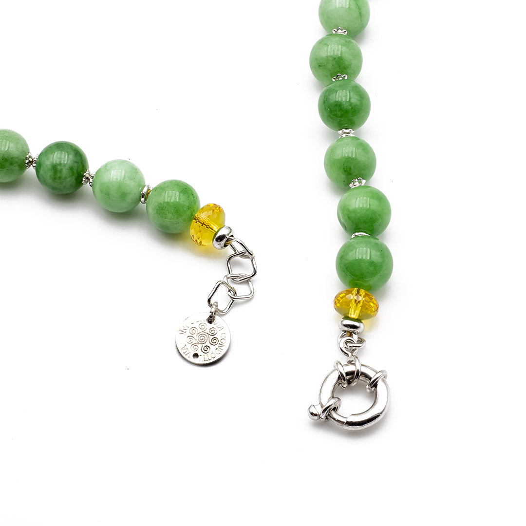 chiusura regolabile della collana girocollo con giada verde quarzo citrino e perle in argento 925 - via condotti store