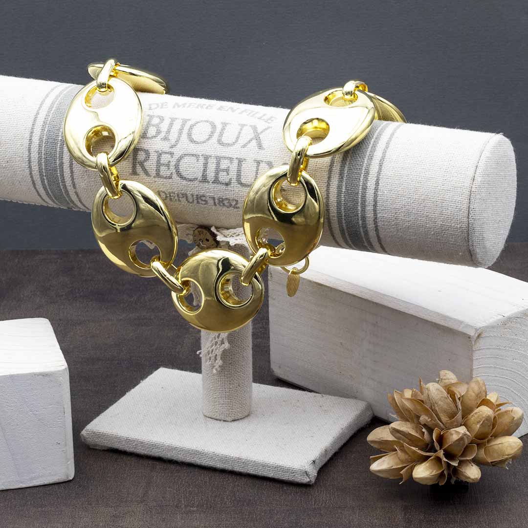 collana choker girocollo con maglia marinara placcata in oro - via condotti store