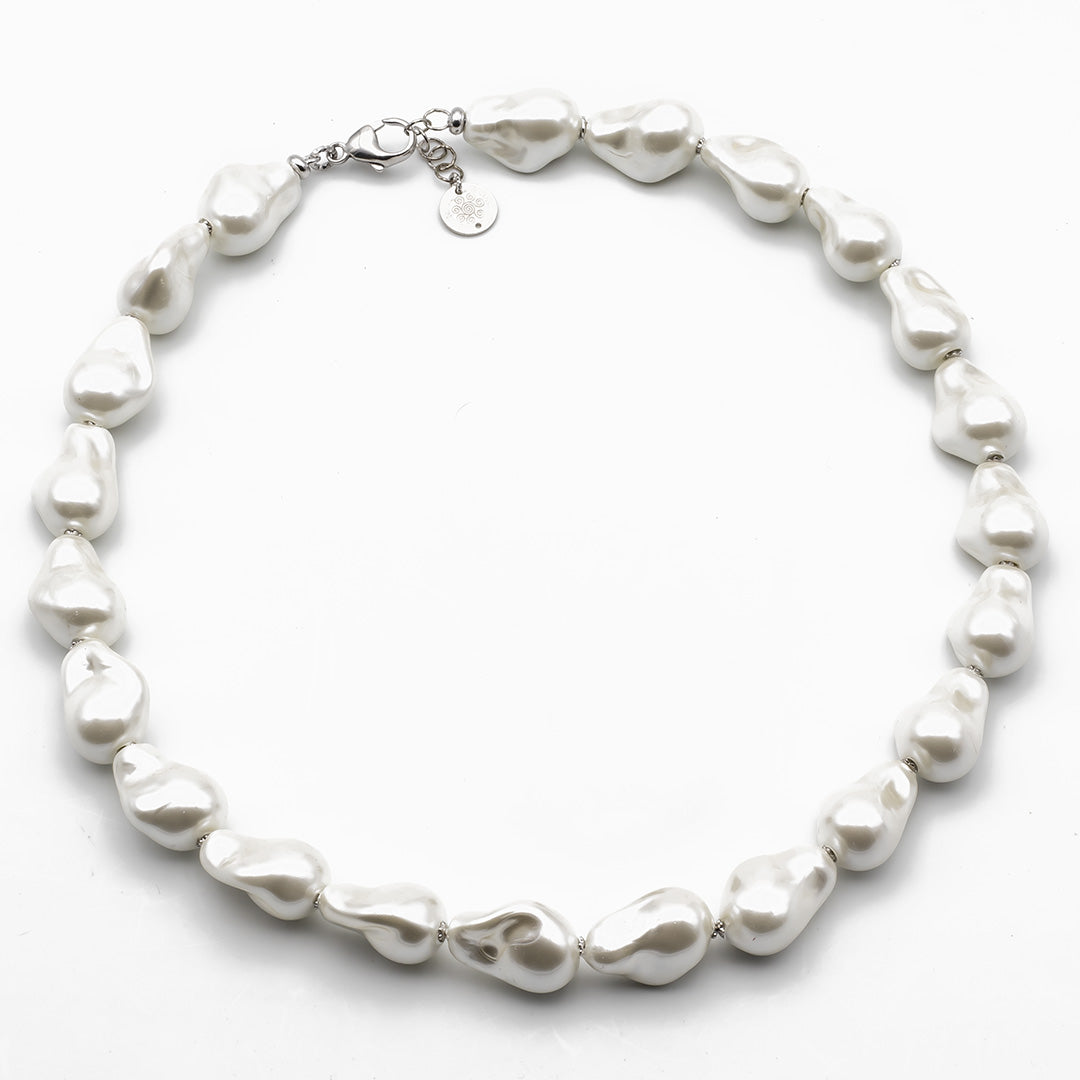 Collier Perles Baroques 13/16mm - Fermoir Argent, Longueur 103 Cm, Neuf