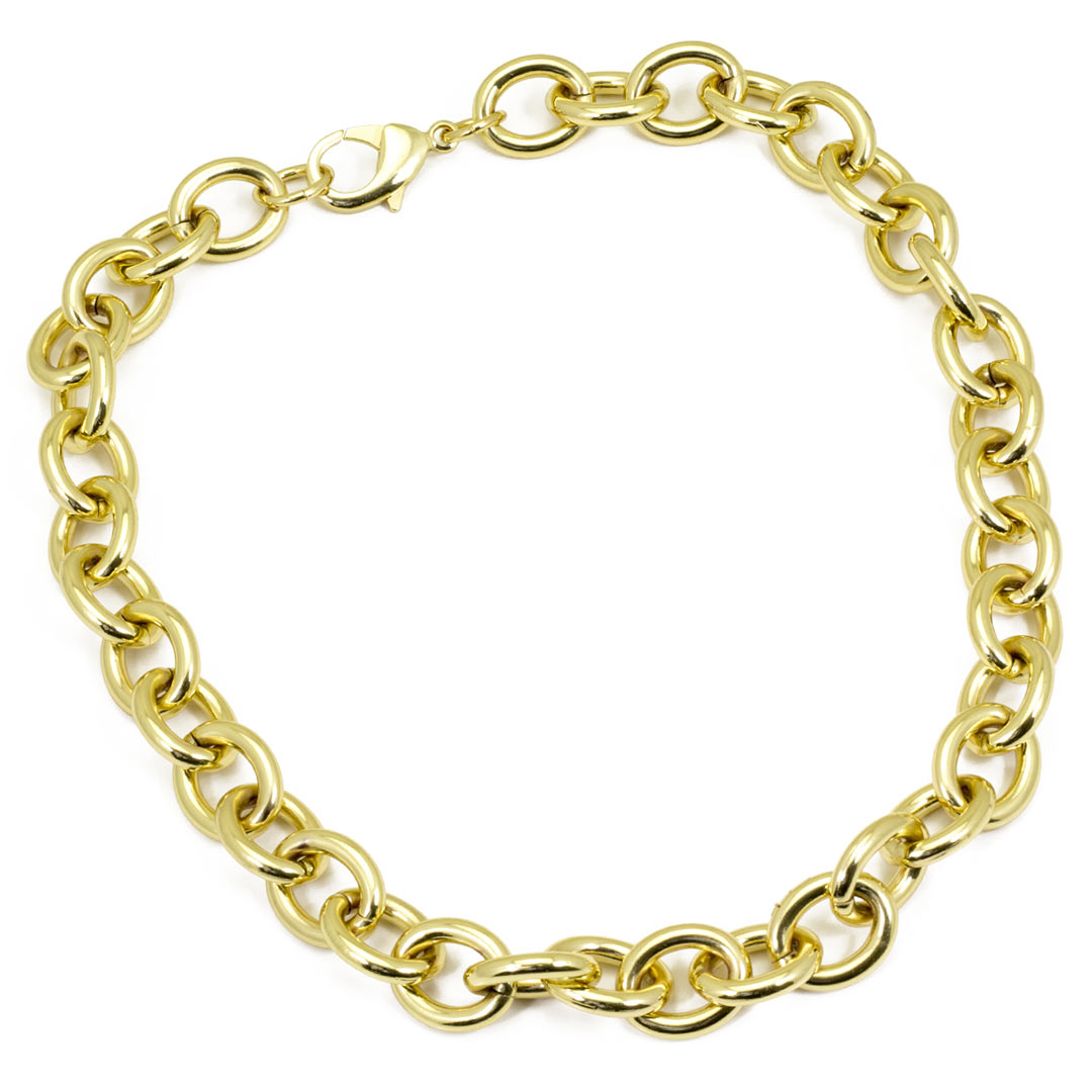 girocollo da donna con catena a maglia ovale in bronzo placcata oro francesca bianchi design - via condotti store