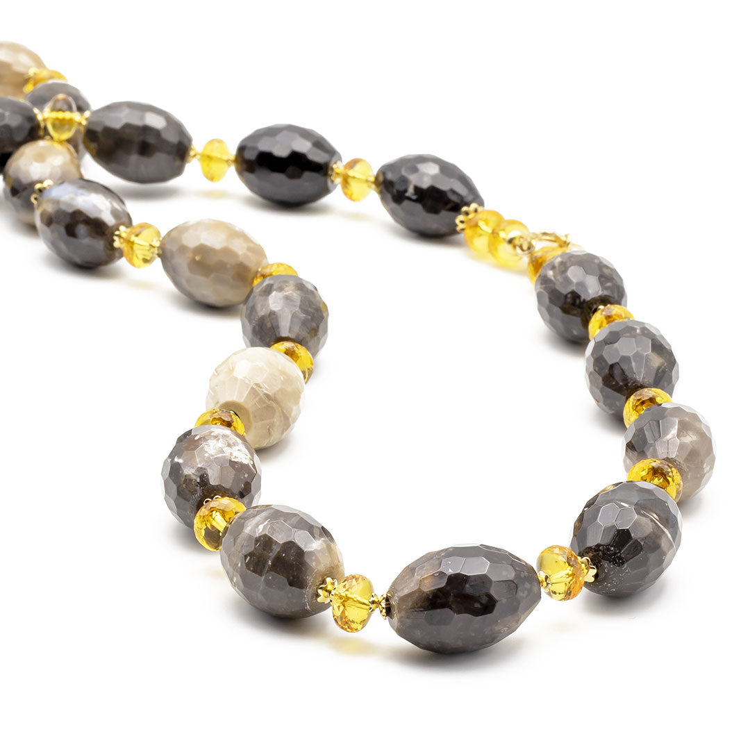 collana in grossularia e quarzo citrino con argento placcato - via condotti store