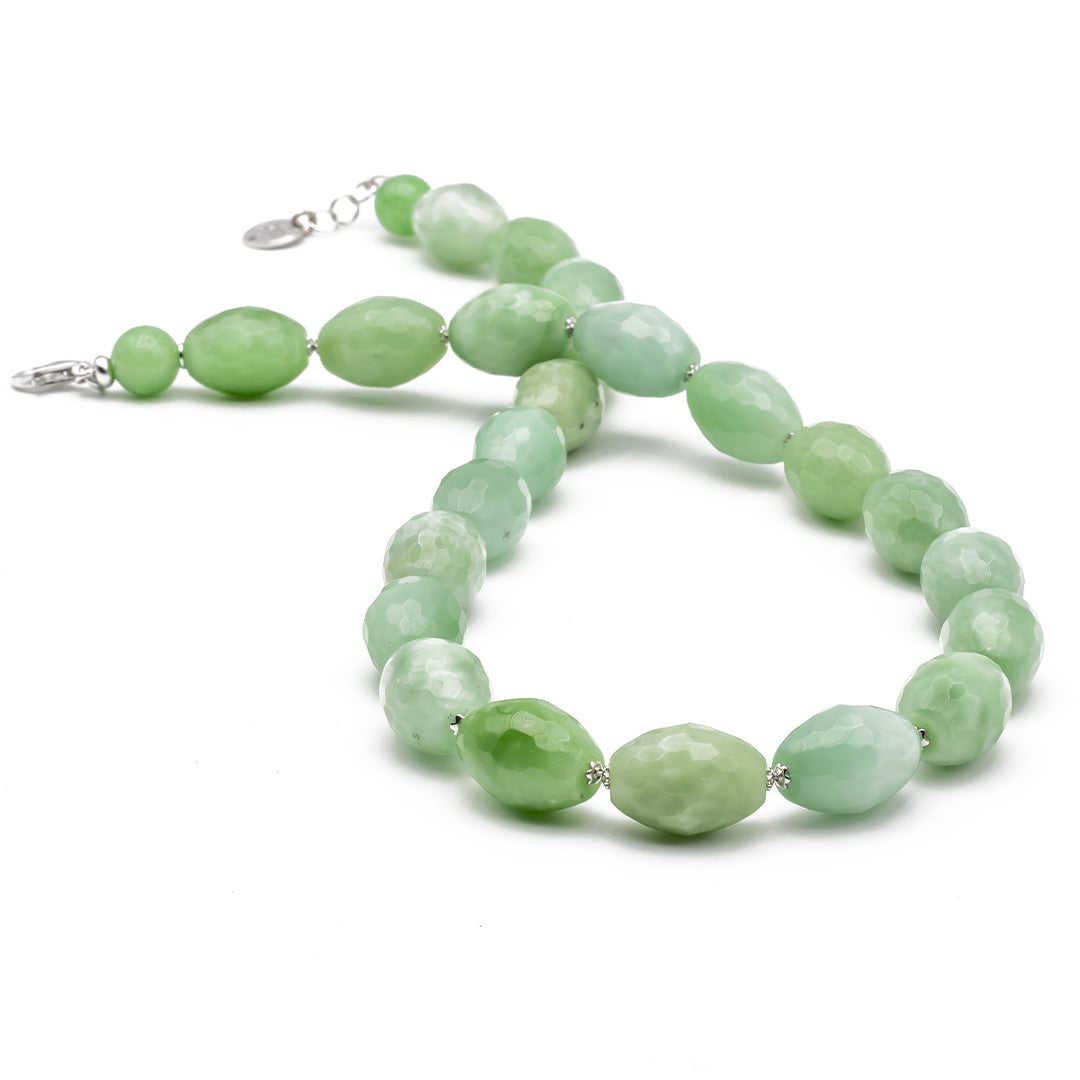 collana in pietre dure con giada burma verde e argento - via condotti store
