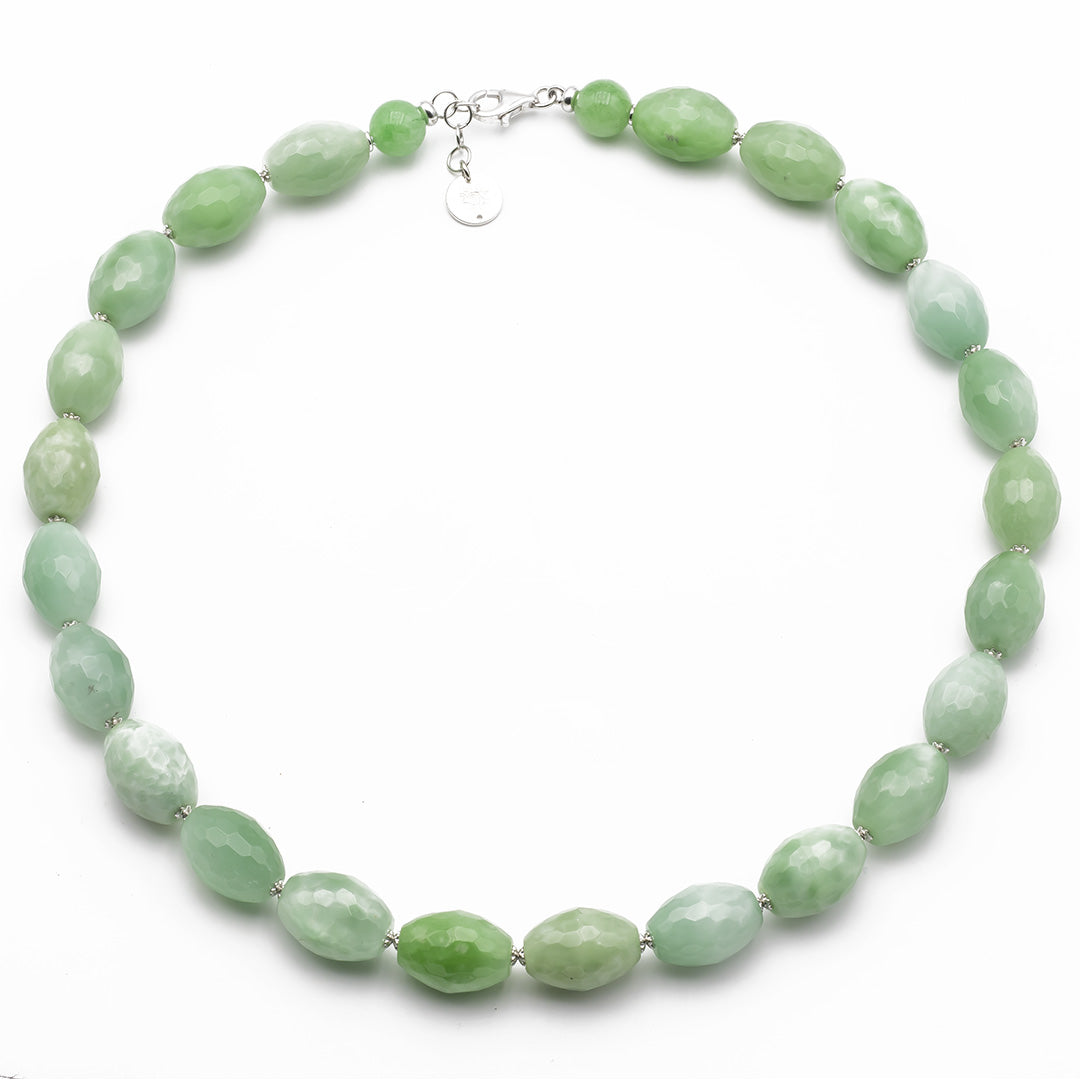 collana girocollo in pietre dure con giada burma verde e argento - via condotti store