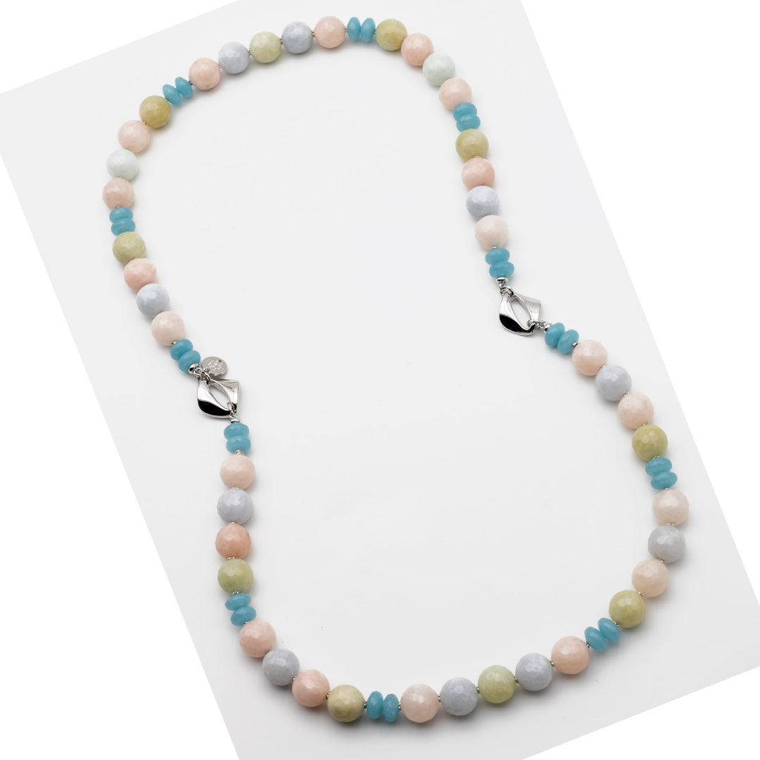 collana lunga 88 centimetri in giada multicolor e argento 925 rodiato - via condotti store