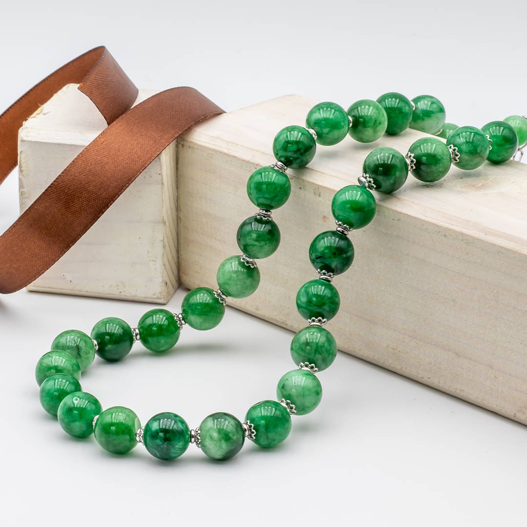 collana in giada verde naturale e argento 925 - via condotti store