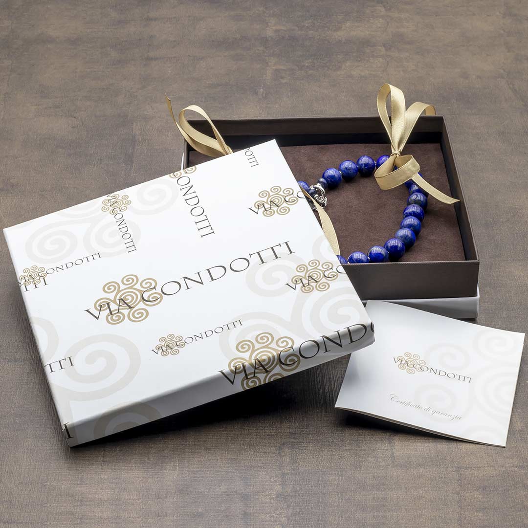 confezione regalo della collana in pietre dure lapislazzuli e argento - via condotti store