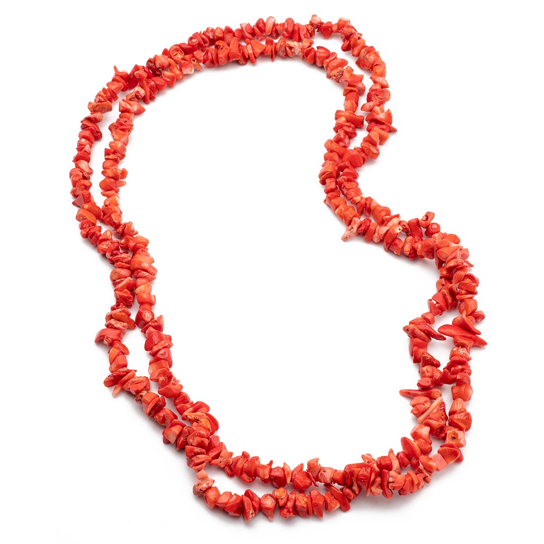 collana lunga in corallo a rametti grezzi - via condotti store