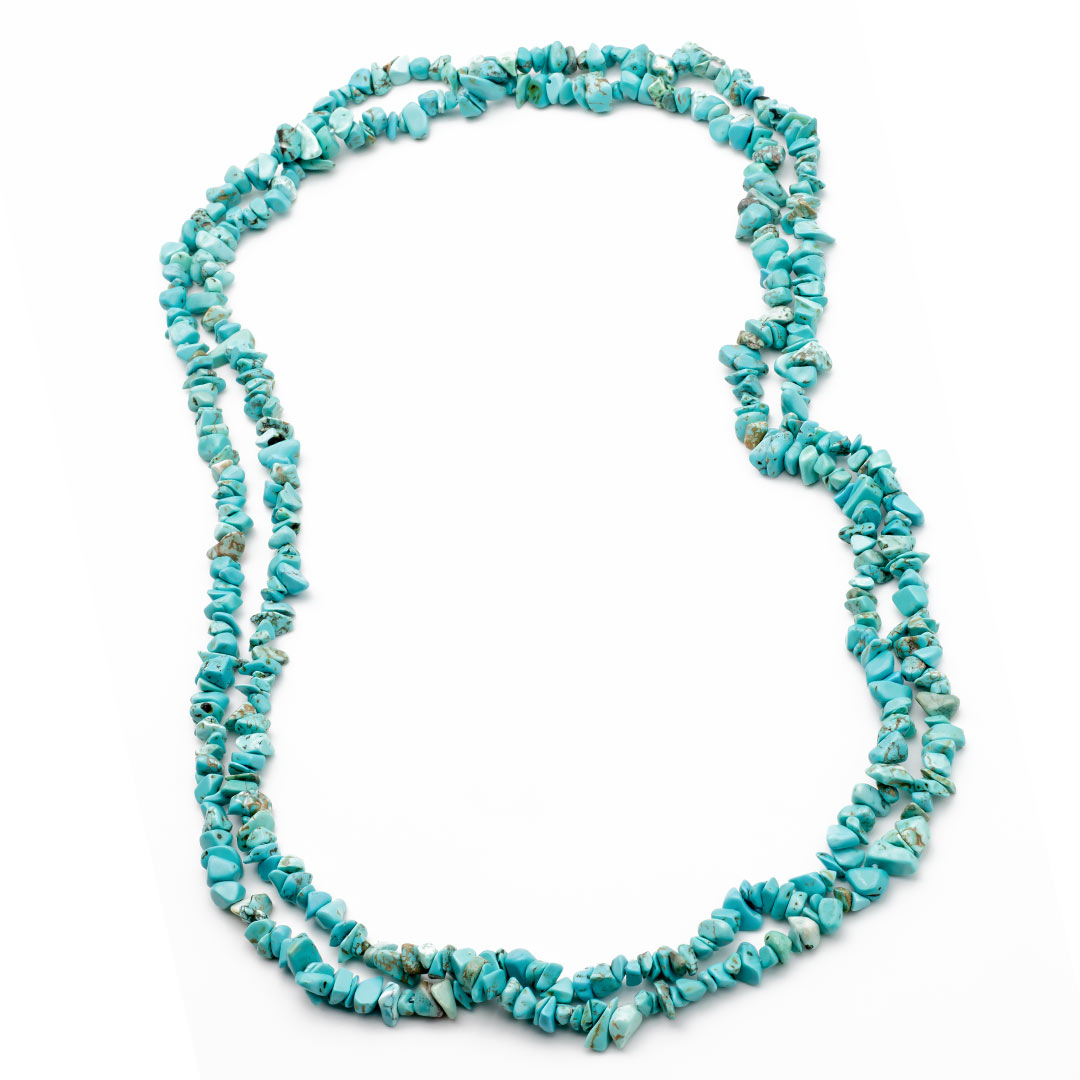 collana lunga 160 centimetri in howlite colore turchese a pepite grezze - via condotti store