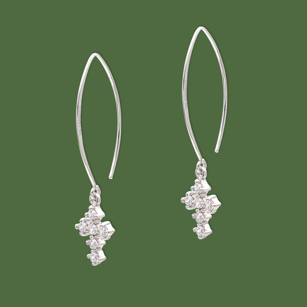 orecchini pendenti a croce in argento 925 e zirconi - via condotti store