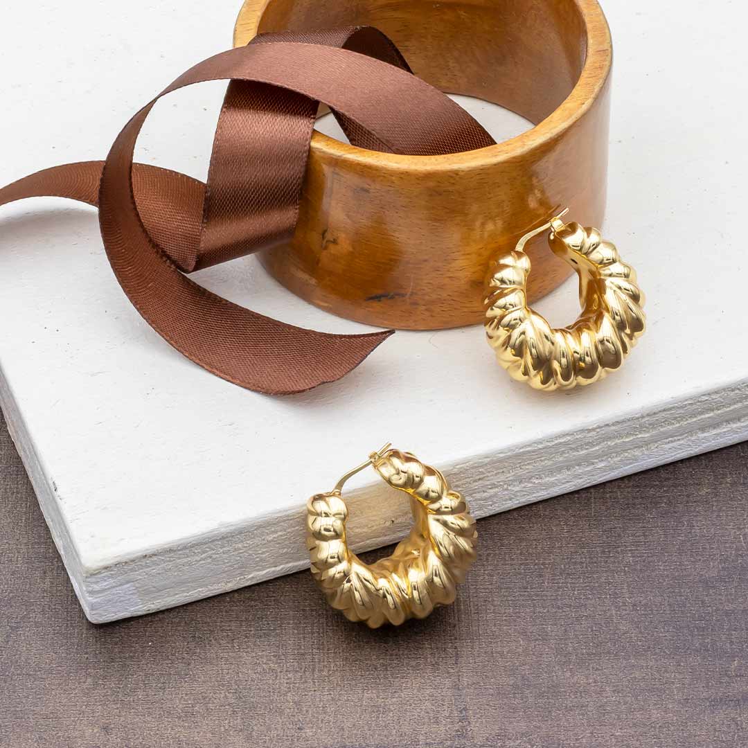 orecchini grandi dorati intrecciati - via condotti store