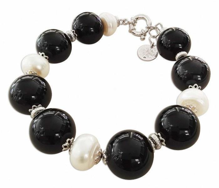 Bracciale in Argento con Onice e Perle - via condotti store