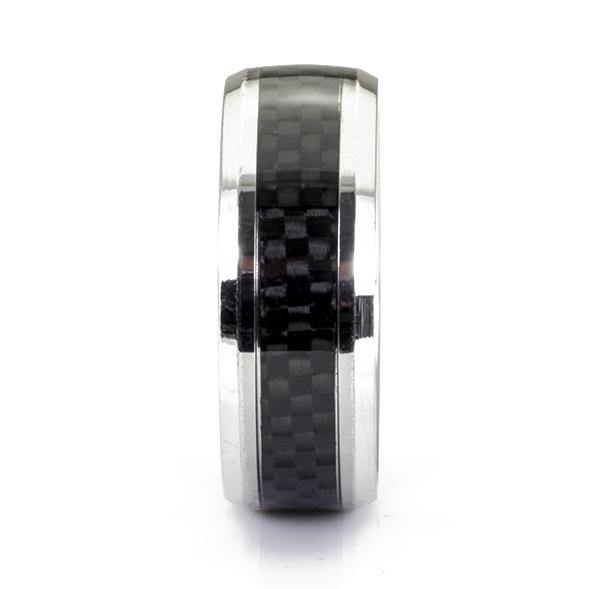 anello a fascia da uomo in acciaio e carbonio - via condotti store