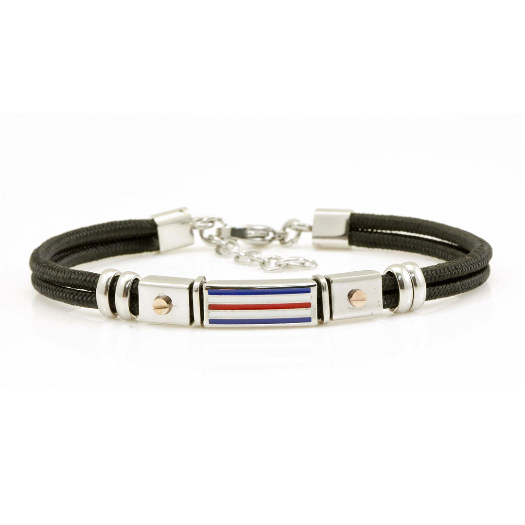 bracciale da uomo con bandierine nautiche in corda e acciaio - via condotti store