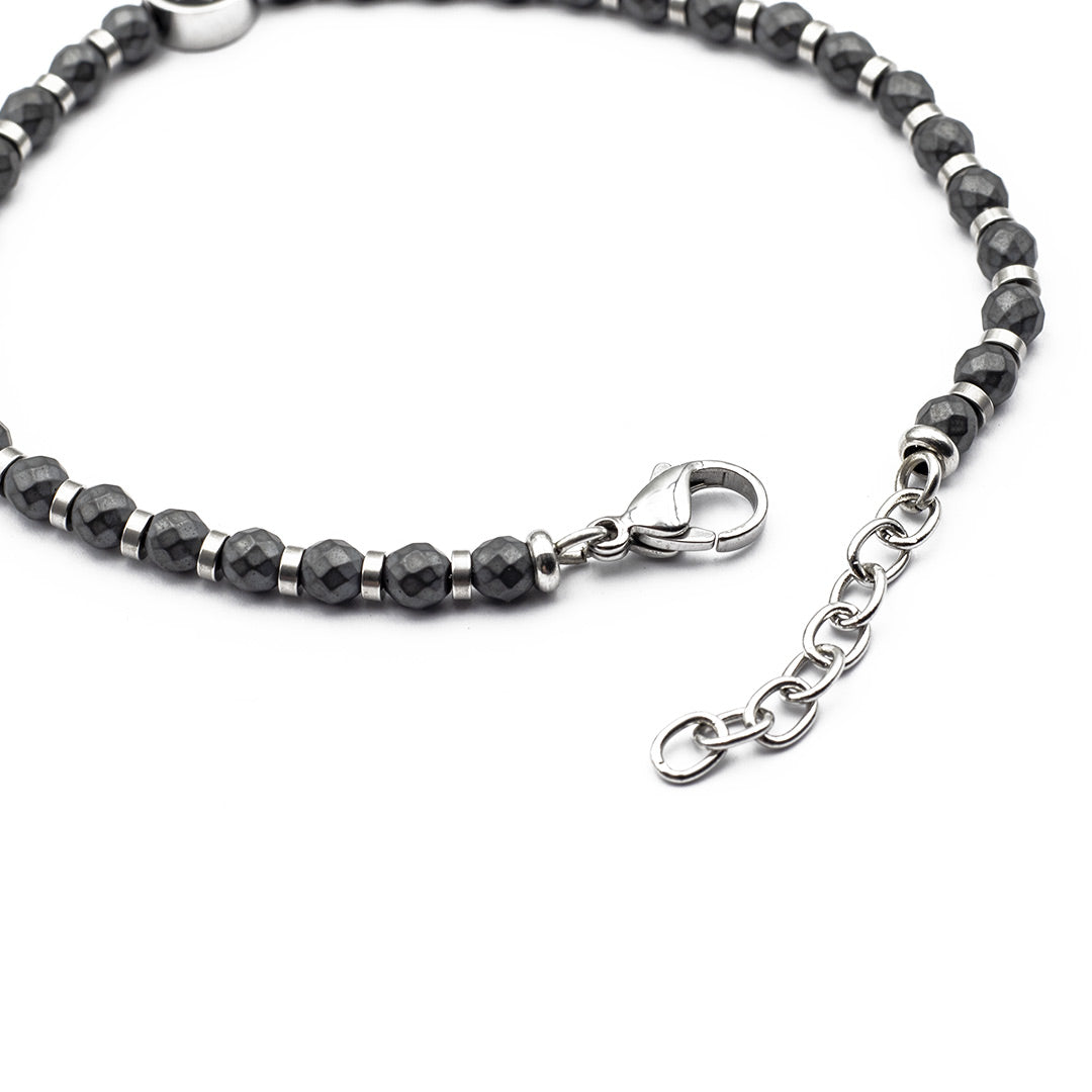 chiusura regolabile del bracciale da uomo con sfere e ancora in acciaio grigio - via condotti store