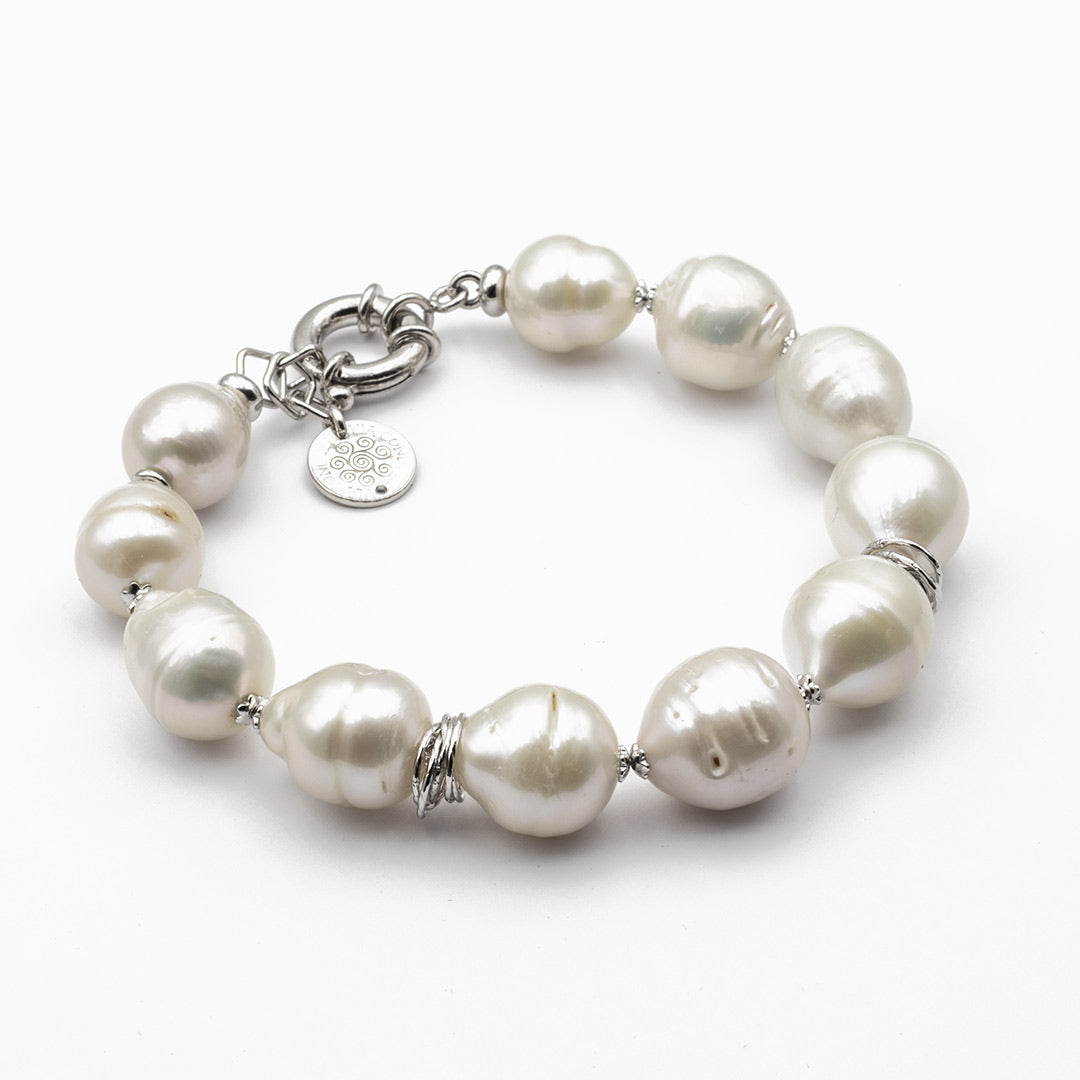Valero Pearls Bracciale Classico Con Perle D'acqua Dolce In Argento Sterling 925 | Infilato Su Seta Con Chiusura A Moschettone | Ideale Come Gioiello Da Sposa O Per Ogni Giorno - 6
