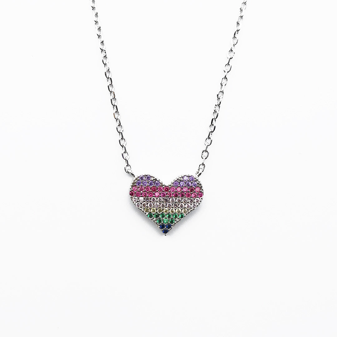 pendente della collana a cuore in argento 925 e zirconi colorati - via condotti store