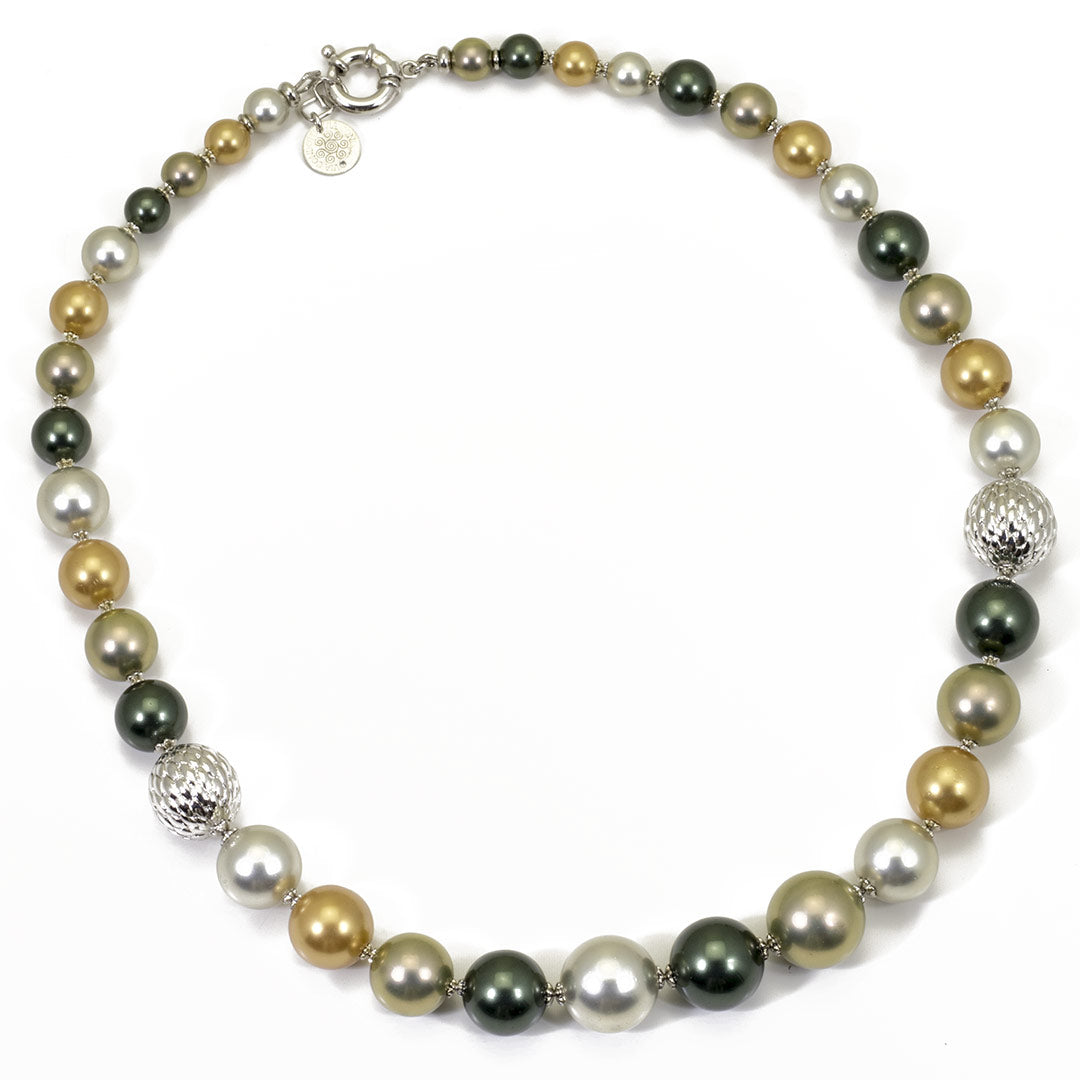 Collana in argento 925 e perle shell muticolor - via condotti store
