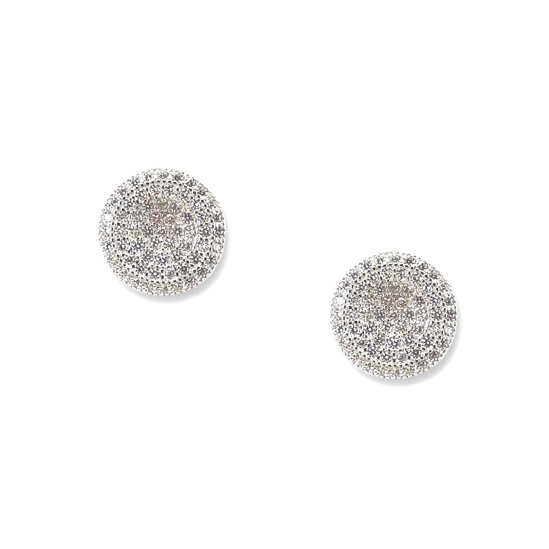 orecchini tappabuchi rotondi in argento e zirconi - via condotti store