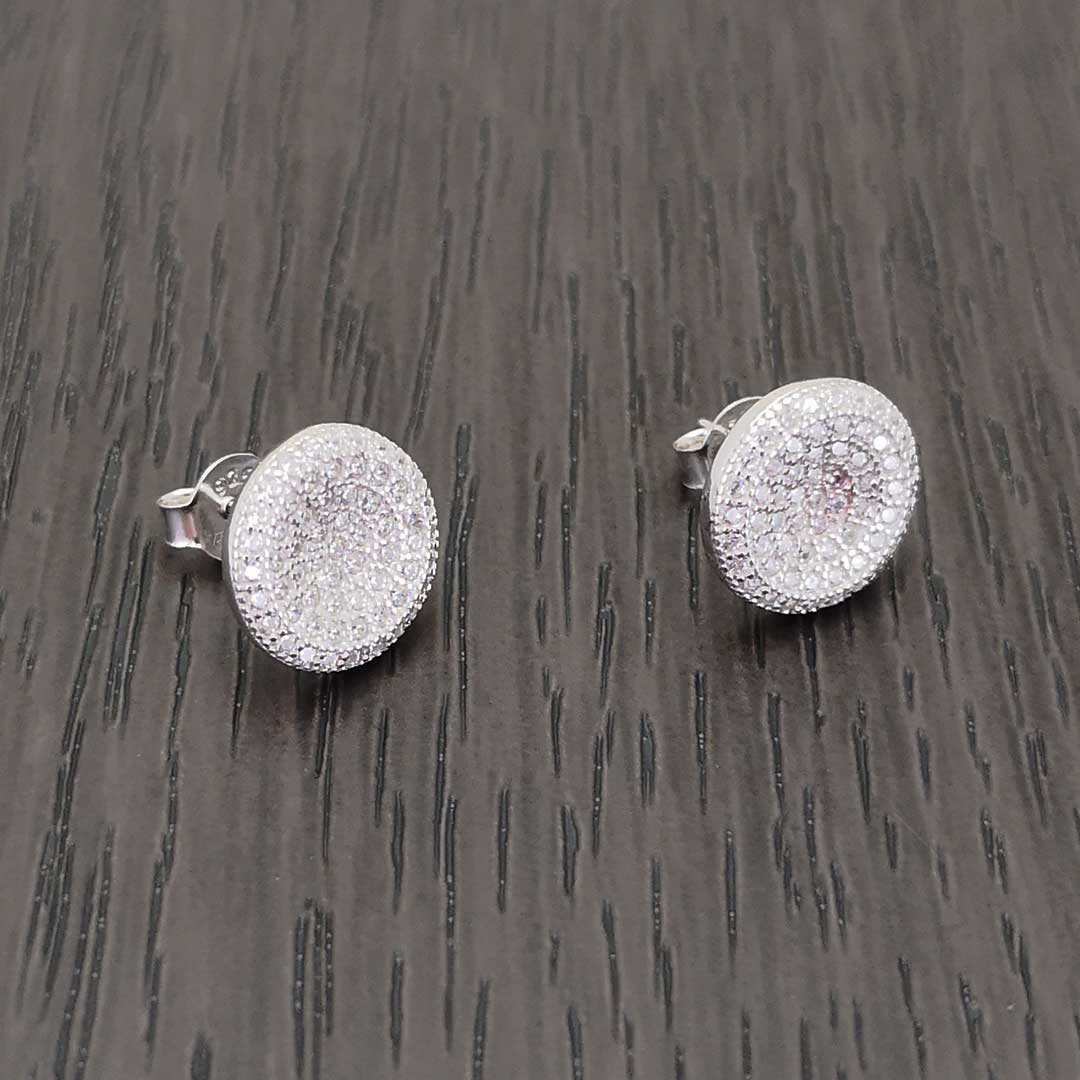 orecchini tappabuchi rotondi in argento e zirconi - via condotti store