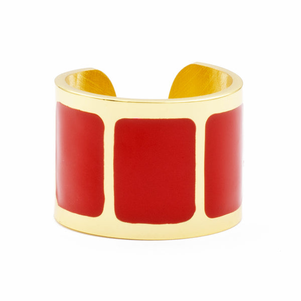 anello a fascia francesca bianchi design a smalto colore rosso misura regolabile - via condotti store