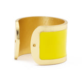 anello a fascia con gambo aperto per regolare la misura francesca bianchi design smaltato a mano colore giallo - via condotti store