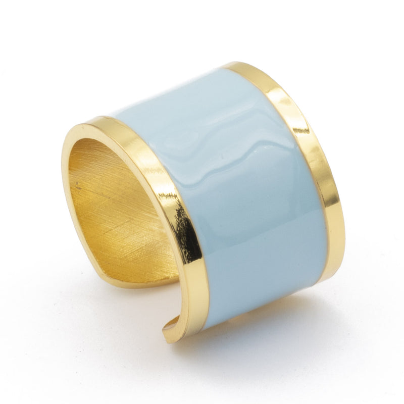 anello a fascia francesca bianchi design smaltato a mano colore azzurro - via condotti store