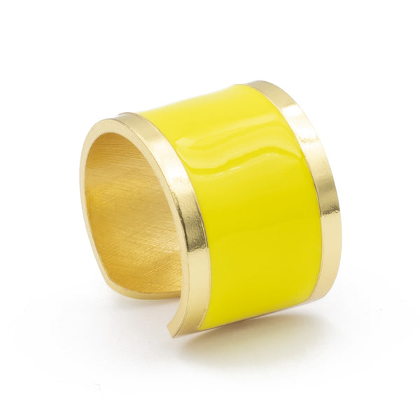 anello a fascia francesca bianchi design smaltato a mano colore giallo - via condotti store