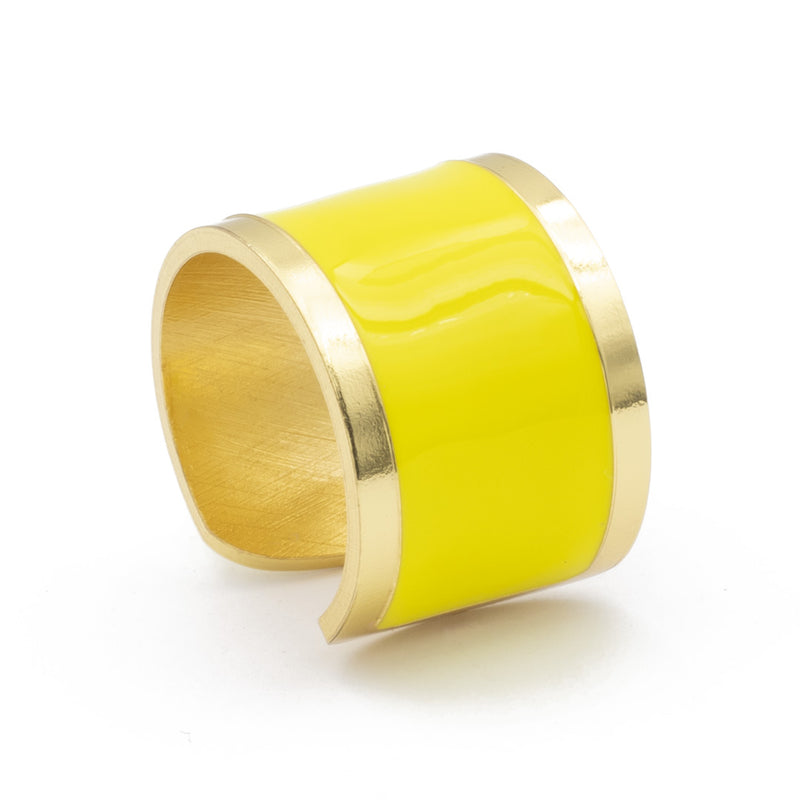 anello a fascia francesca bianchi design smaltato a mano colore giallo - via condotti store