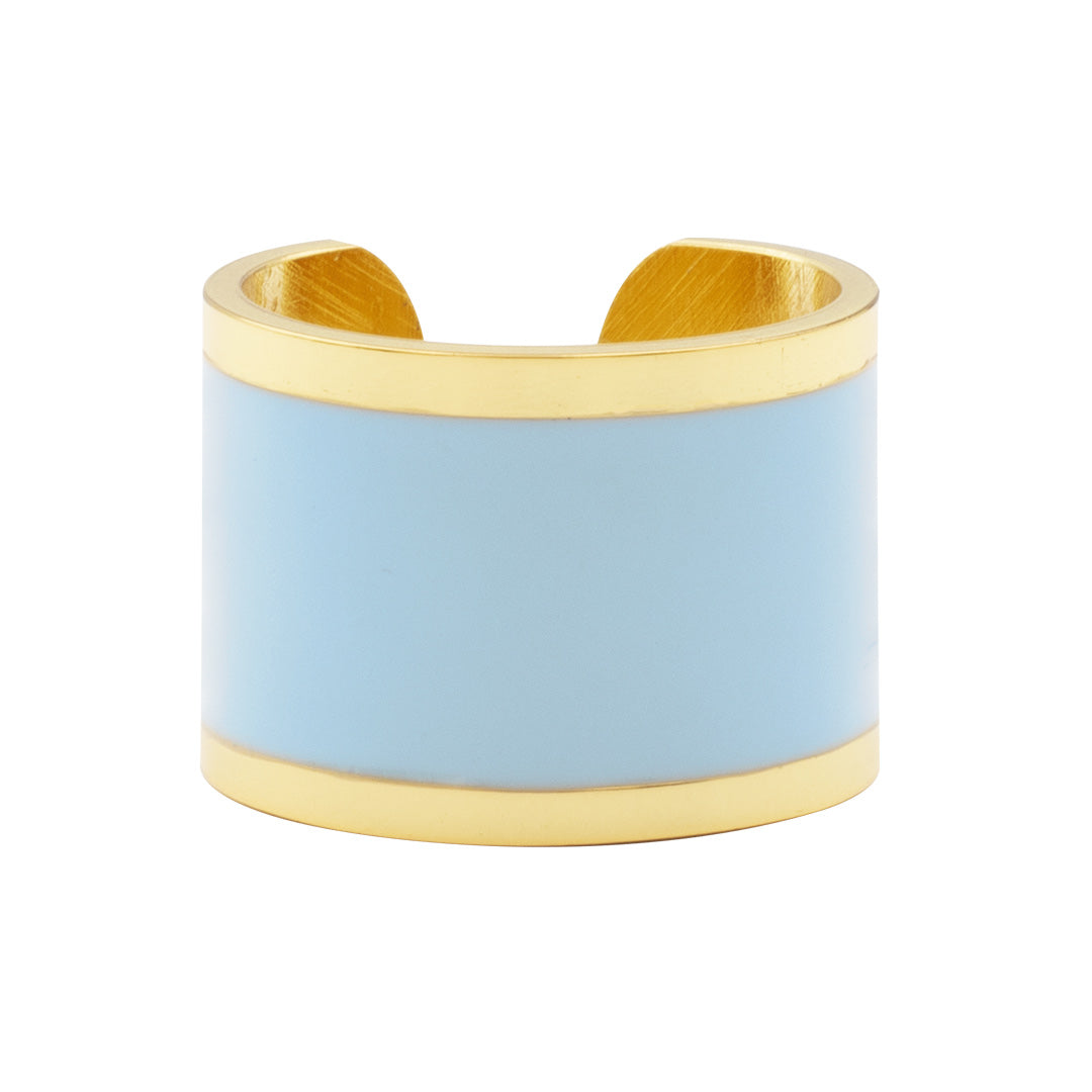 anello a fascia francesca bianchi design a smalto colore azzurro misura regolabile - via condotti store