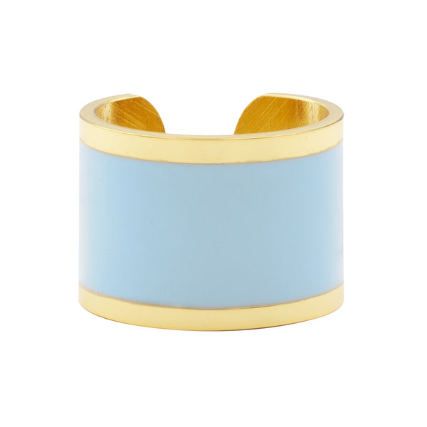 anello a fascia francesca bianchi design a smalto colore azzurro misura regolabile - via condotti store