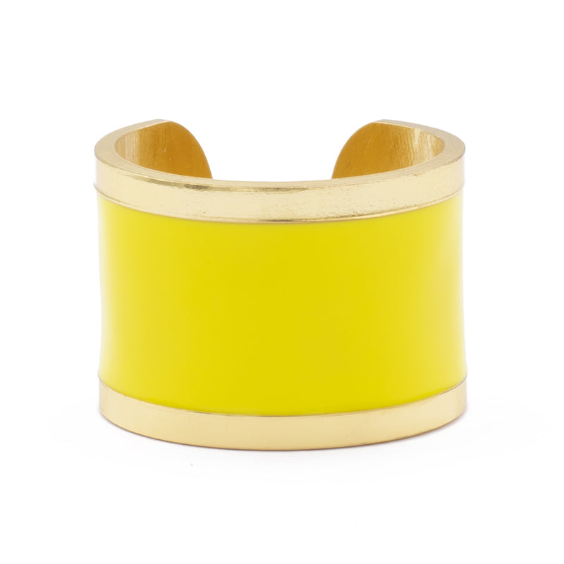 anello a fascia francesca bianchi design a smalto colore giallo misura regolabile - via condotti store