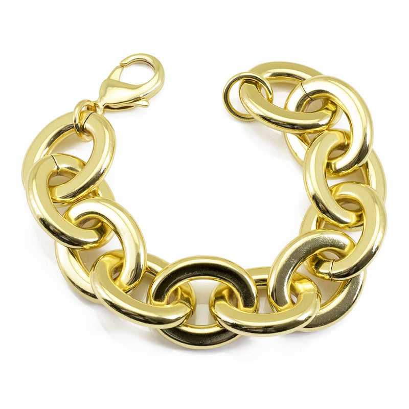 bracciale placcato oro da donna con catena a maglia ovale grande in bronzo francesca bianchi design - via condotti store