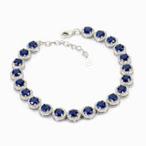 bracciale classico da donna in argento 925 rodiato e zirconi bianchi e blu zaffiro - via condotti store