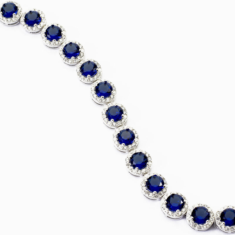 bracciale con zirconi bianchi e blu zaffiro per donna in argento 925 rodiato - via condotti store