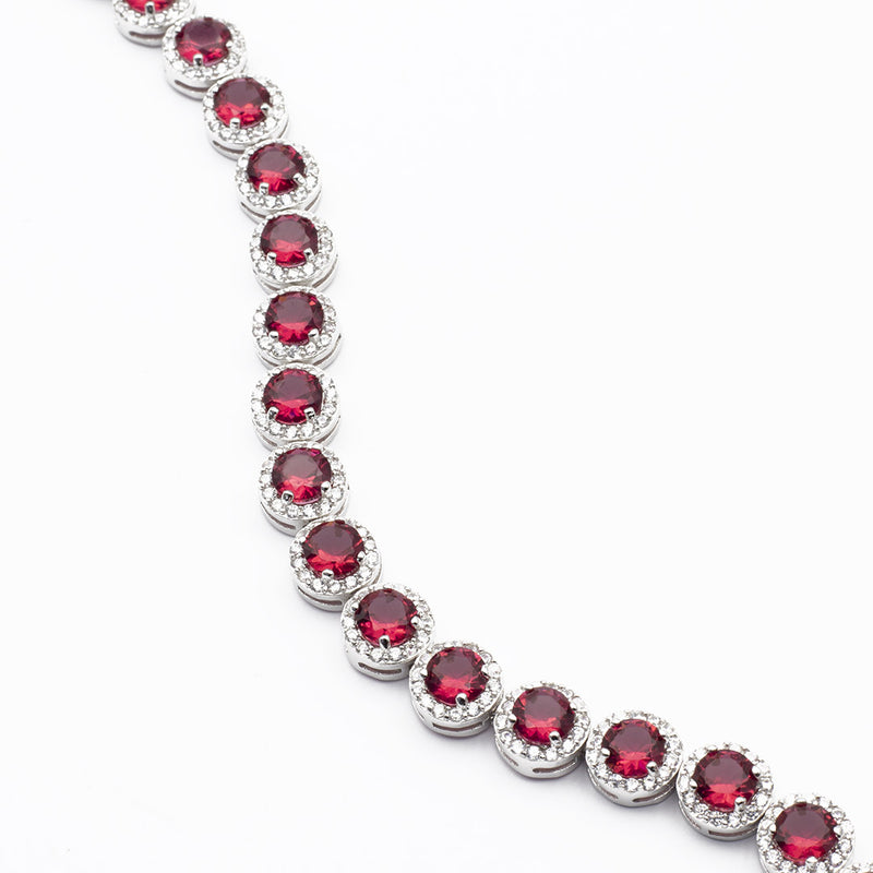 bracciale per donna con zirconi rosso rubino e bianchi in argento 925 - via condotti store