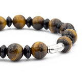 bracciale da uomo in occhio di tigre e onice con inserto in argento 925 - via condotti store