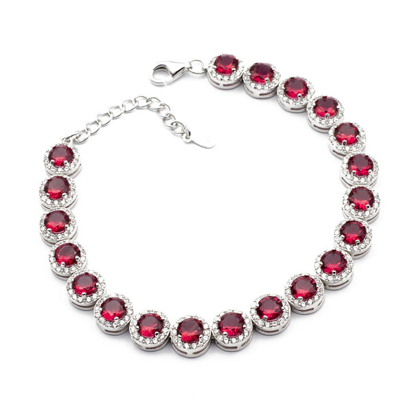 bracciale per donna con zirconi rosso rubino e bianchi in argento 925 rodiato - via condotti store