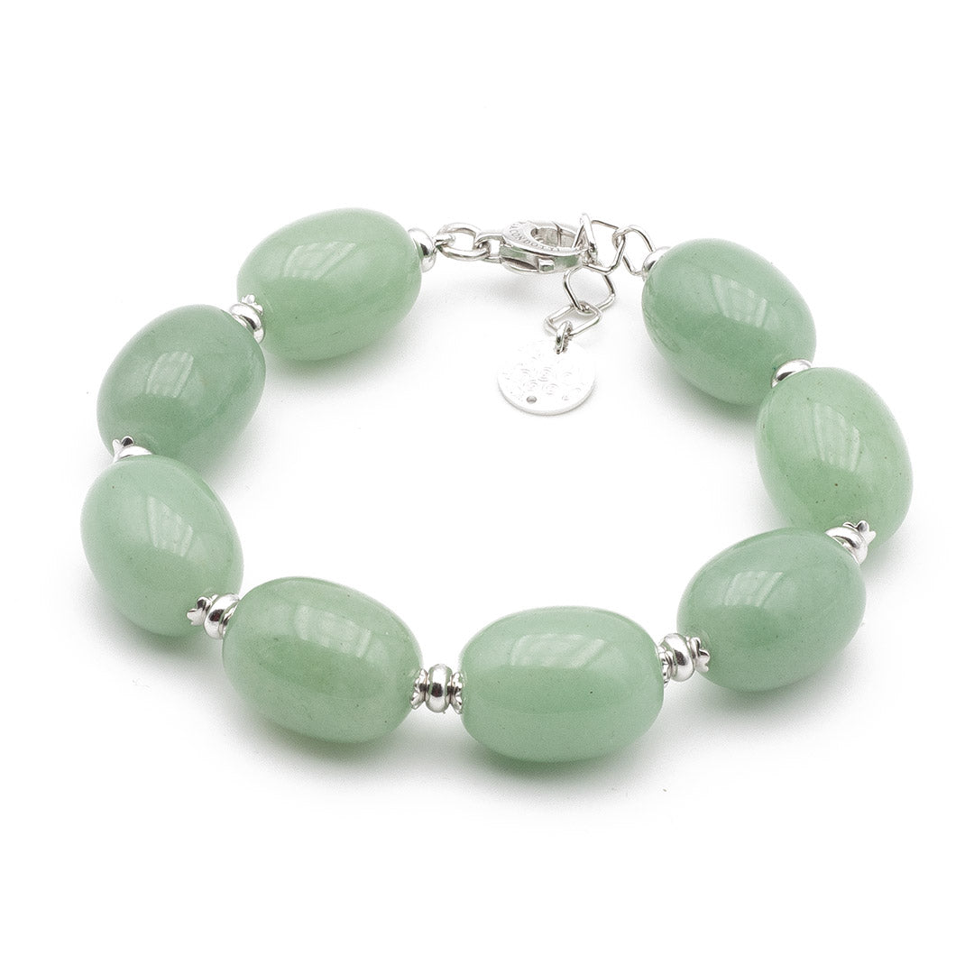 bracciale in argento rodiato con avventurina verde - via condotti store