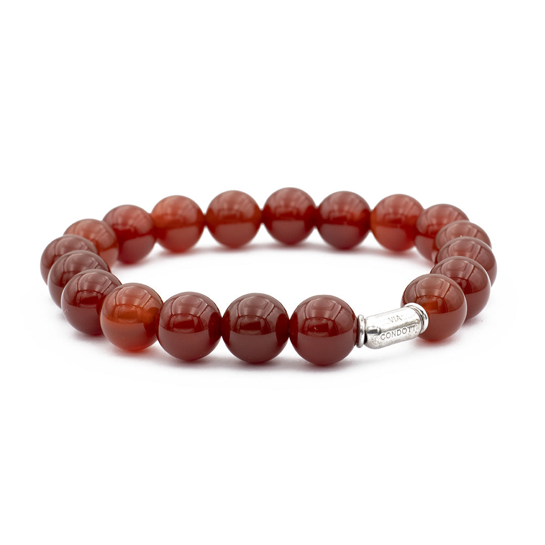 bracciale elastico da uomo in corniola a sfere - via condotti store
