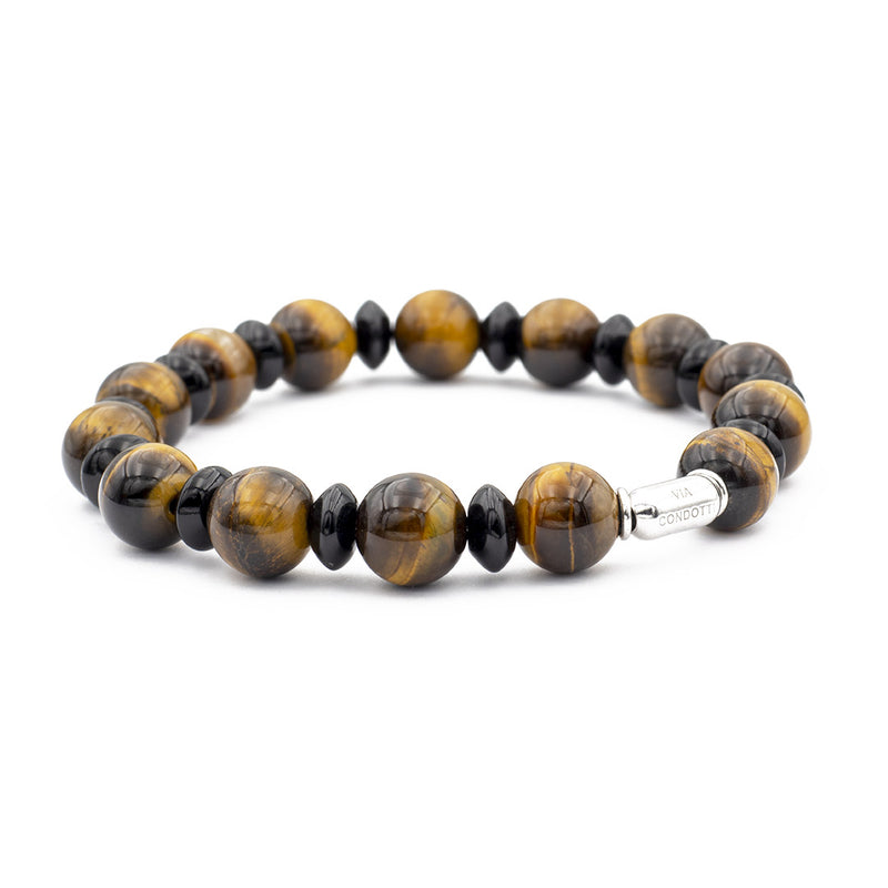 bracciale per uomo in occhio di tigre e onice naturale - via condotti store