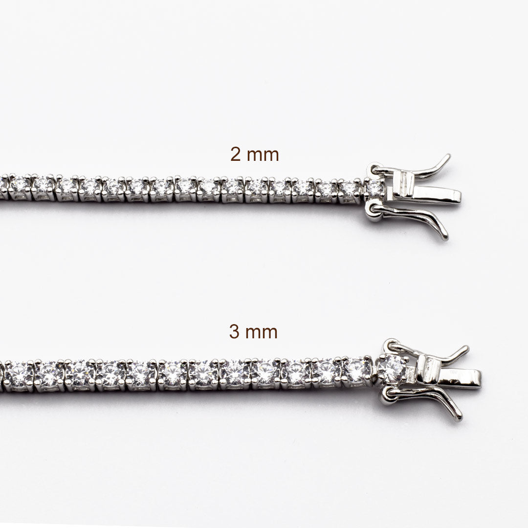 bracciale tennis da donna in argento rodiato e zirconi da 2 mm e 3 mm - via condotti store